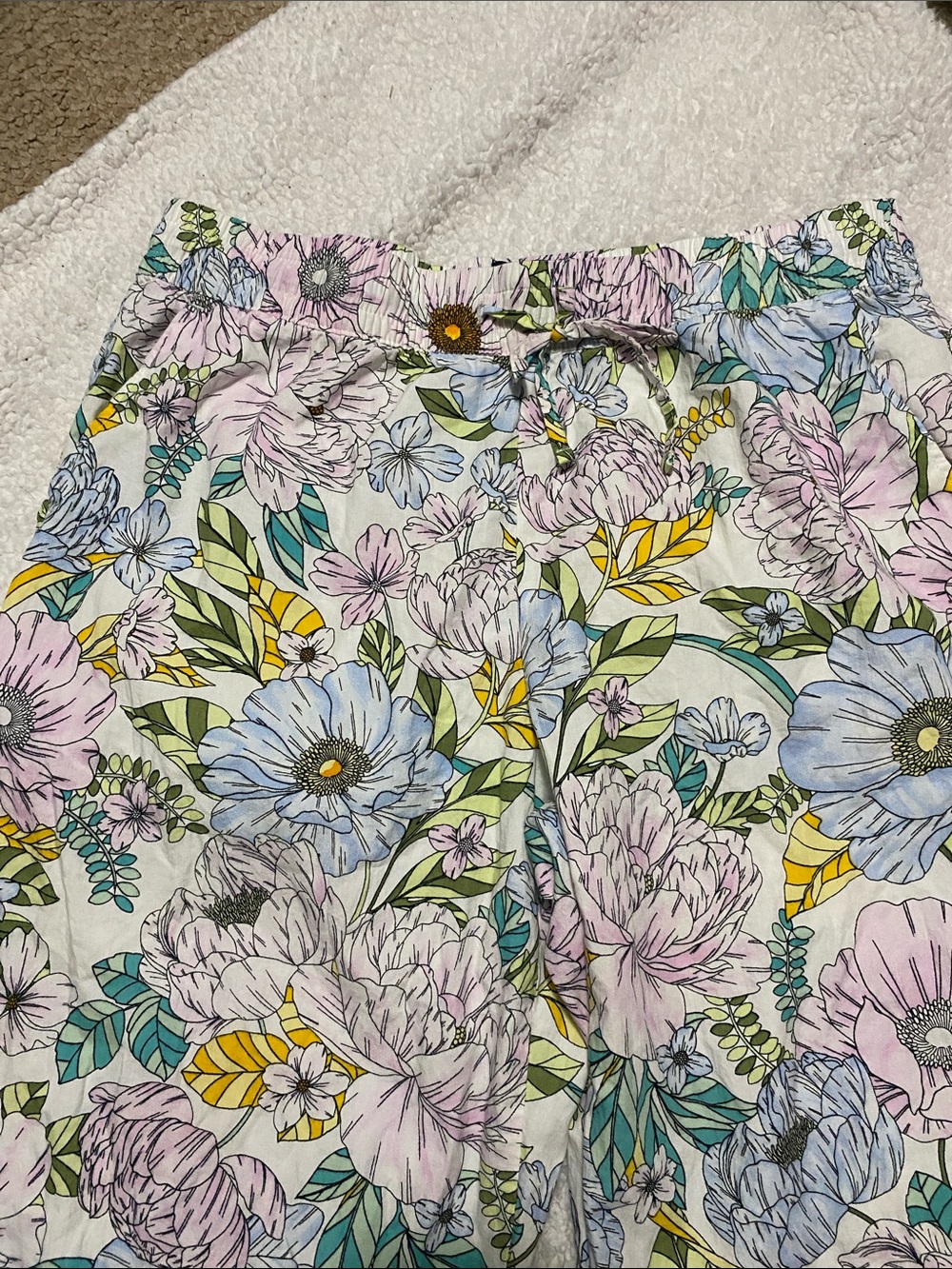Gap Womens size Lg Floral Cotton Lounge Pants in Pastel Multicolor leafy Print - Picture 3 of 16